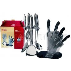 供應內貿廚房刀十件套，4CR13鋼材，頂級廚房配置