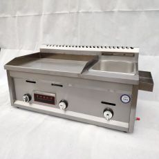 商用電臺式扒爐連炸爐鐵板燒油炸鍋商用手抓餅機(jī)器電炸爐一體機(jī)